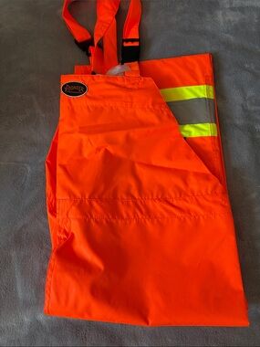 PIONEER High-Visibility Orange Bib Overalls with Yellow Reflective Stripes